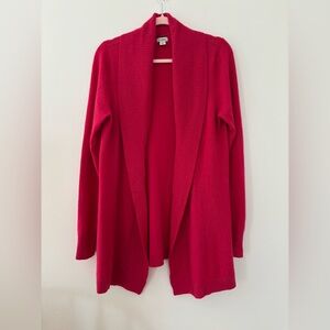 LL Bean 100% Cashmere Pink Cardigan Womens Ribbed Lapel Large